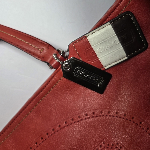 Coach Red Leather Tote Bag - Picture 2 of 13